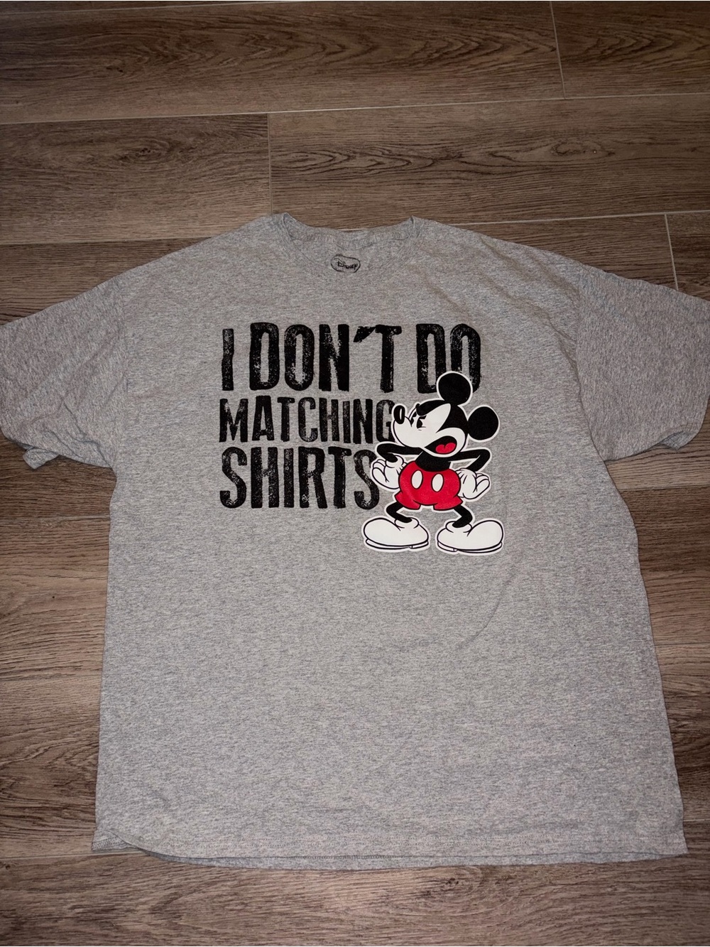 Disney Gray Tee with Mickey and Bold Text